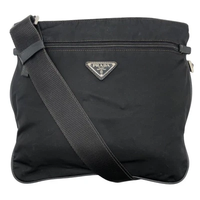 Bolso Bandolera PRADA Tessuto Logo Triangular Pochette Negro Plata Hardware Nylon Foto 1 de 4