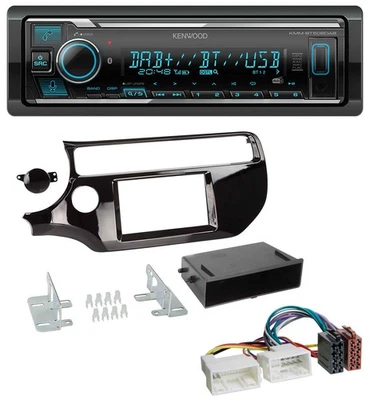 Kenwood Bluetooth MP3 DAB USB Autoradio für Kia Rio UB ab 2015 piano-schwarz - Bild 1 von 4