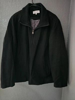 Men's Calvin Klein Dressy Jacket Lined Size Large Black Full Zip Up 54% Wool - Image 1 of 4