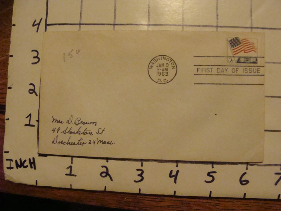 Vintage Envelope FIRST DAY OF ISSUE: JAN 9, 1963 FLAG & WHITE HOUSE 5 cent - Image 1 of 1