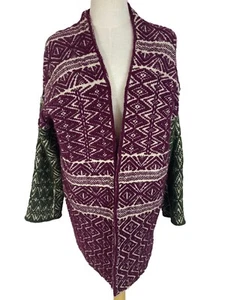 Dixie Crimson Black Aztec Womens Open Knit Cardigan Size S - Picture 1 of 9