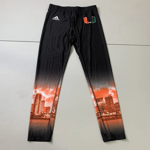NWT Adidas Miami Hurricanes Womens Long Tights Medium Track & Field Active Gym Cover
