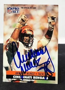 ANTHONY MUNOZ Signed 1991 Pro Set Football Card #116 Cincinnati Bengals - Picture 1 of 2