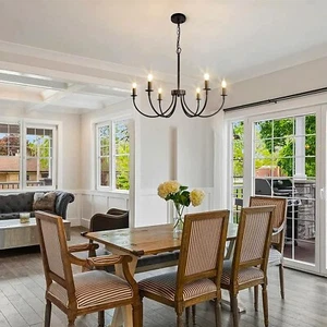 6-Light Farmhouse Classic Candle Chandelier, Black Chandeliers for Kitchen - Picture 1 of 10