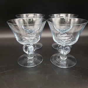 Vintage Ingrid Blue Hand Blown Crystal by Seneca Set of 4 Champagne Tall Sherbet - Picture 1 of 6
