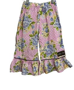 Matilda Jane Maple Sugar Big Ruffles Pants Toddler Size 4 Pink Floral - Picture 1 of 4