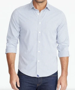 NWT Untuckit Beaumont LS Button Up Shirt Mens XXL Blue & Gray Plaid Check - Picture 1 of 9