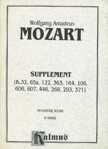 Mozart Supplement K32 65a 122 363 164 106 606 607 446 286 293 371 Kalmus Score  - Image 1 of 1