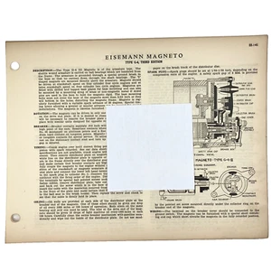 1937 Eisemann Magneto Installation Diagram Service Adjustment Manual - Picture 1 of 1