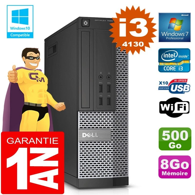PC DELL 7020 SFF Core I3-4130 RAM 8GB Disco 500GB Grabador DVD Wifi W7 - Imagen 1 de 4