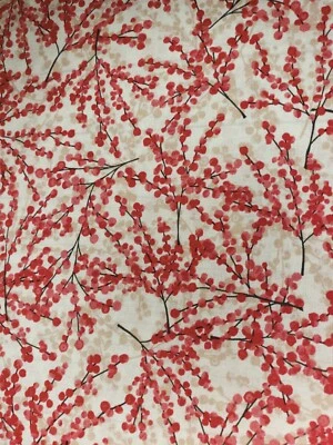 100% Algodón Navidad Vacaciones Invierno Bayas Naturaleza Tela FQ Cuarto Graso Foto 1 de 2