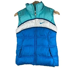Vintage Nike Kids Size XL Blue Colorblock Full Zip Insulated Puffer Vest - Picture 1 of 10
