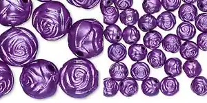 100 Metallic Purple Rose Acrylic 8mm Round Rose Flower Beads with 1.5mm Hole - Picture 1 of 3