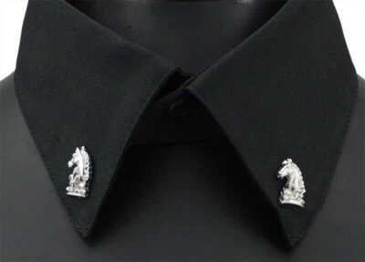 NUEVO 1 Par Conjunto Cuello Caballo Traje Clip Camisa Plateada Prendedor Joyería Broche Regalo Foto 1 de 2