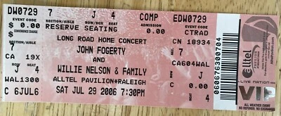 John Fogerty -Willie Nelson- Alltel Pavilion - Unused Ticket - July 29, 2006 - Image 1 of 2