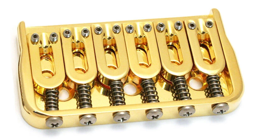 Hipshot 41060G 6-String Hardtail Fixed Electric Guitar Bridge .125" - GOLD - Image 1 of 1