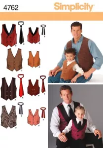 Simplicity Mens & Boys Sewing Pattern 4762 Waistcoats & Ties (Simplic... - Picture 1 of 2