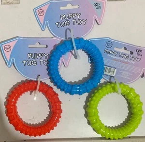Puppy Rubber TUG Toy Ring Pull Fetch Fun Dog Dental TUG Ring Toy Play Fun - Picture 1 of 8