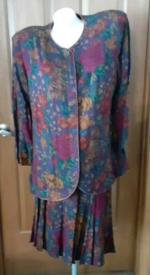 Saia/jaqueta feminina Jessica Howard By Mitchell Rodbell pequena floral tapeçaria 14 - Imagem 1 de 4