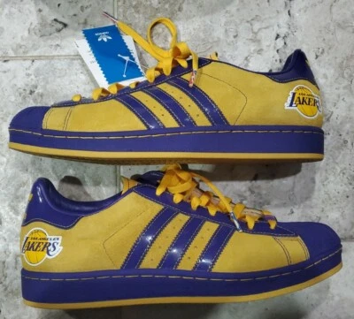 ZAPATOS ULTRA RAROS NUEVOS EN CAJA 2006 ADIDAS SUPERSTAR 1 LOS ANGELES LAKERS PARA HOMBRE US10 Foto 1 de 4