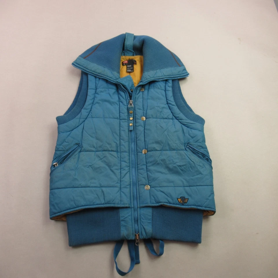 Diesel Vest Womens Small Sleeveless Full Zip Outdoors Lightweight Blue Pockets - Image 1 of 4