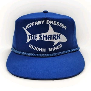 Vintage 80s Shark Hat Jeffrey Dresser 103hh Mining Strapback Rope Cap Blue - Bild 1 von 11