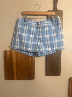 Adidas Blue White Plaid Stretch Flat Front Performance Golf Chino Shorts Size 6 - Image 1 of 4