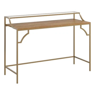 Sauder International Lux Engineered Wood Writing Desk in Sindoori Mango/Natural - Image 1 of 4