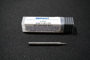 MICROCUT 3/64" X 1/8" SHANK X 1/8" LOC 2-FLUTE CARBIDE ENDMILL, FREE SHIP, 1 PC - Picture 1 of 1