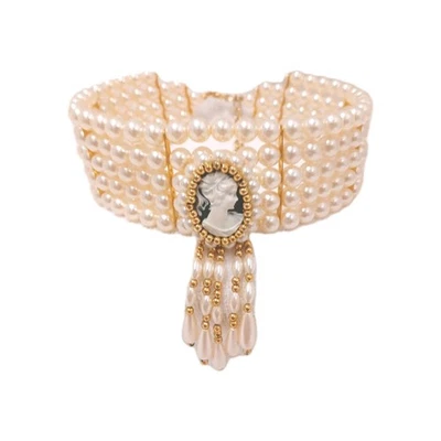 Collar Gargantilla Vintage Disfraz Joyería Nupcial Crema Imitación Perla  Foto 1 de 4