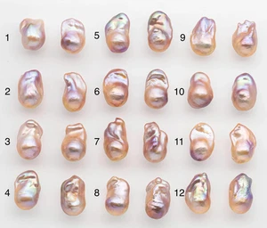 15-17mm Peach Color Baroque Pearl Matching Pair, High Luster Freshwater Pearls - Picture 1 of 57