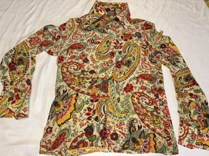 NEW Agnona SILK  Multicolor Floral Paisley Print Blouse Size 42 US Mediim NWOT - Picture 1 of 8