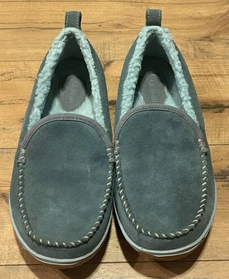 L.L. Zapatillas mocasín de montaña Bean para mujer talla 8M verde gamuza forradas de piel ~ Usadas en Excelente Condición Foto 1 de 4