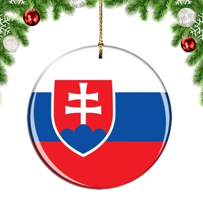 Slovakia Flag Round Christmas ornament city travel souvenir - Image 1 of 3