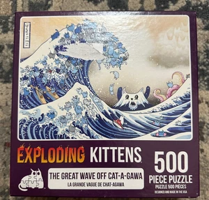 EXPLODING KITTENS PUZZLE "THE GREAT WAVE OFF CAT-A-GAWA" 500 PIECE JIGSAW PUZZLE - Picture 1 of 2