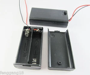 1pcs 2x AA 2A 3V Cell Battery Holder Box Case With Switch 6'' Lead Wire Black - Picture 1 of 3