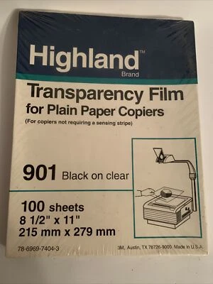 HIGHLAND901 Transparency Film For Copiers-Clear Film, 100 Sheets - Image 1 of 3