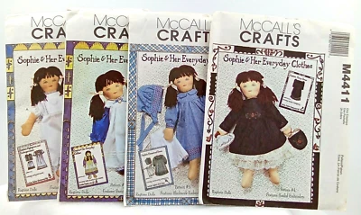 McCalls Sophie & Her Everyday Clothes Uncut Sewing Pattern Ragtime Doll Set of 4 - Image 1 of 4