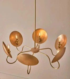 Italiano Sputnik Candelabro - 6-Light Mate Latón Colgante - Comedor Luz - Imagen 1 de 5
