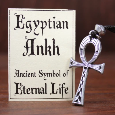 Small Pewter Egyptian Ankh Pendant Necklace Kemetism Egypt Life Symbol Jewelry - Image 1 of 4