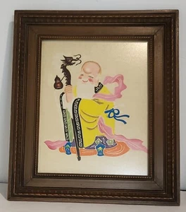 VINTAGE BEMALTES GESCHNITTENES PAPIER CHINESISCHER GOTT DES LANGEN LEBENS gerahmt 8 x 10 - Bild 1 von 6