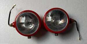 TRACTOR RED HEAD LIGHT PAIR H4 RED CASE 12 V bulbs included IH MASSEY CASE
