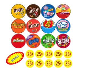 12 Peel Stick  2" Round Bulk Vendstar Vending Labels Sticker Decal BONUS - Picture 1 of 2