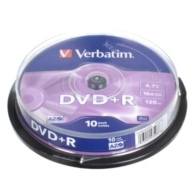 DVD+R VERBATIM 4.7GB 16X 120 MINUTI 10PZ AZO CAKEBOX