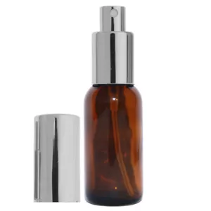 1 OZ 30ML AMBRA BOSTON BOTTIGLIE DI VETRO ROTONDE CON SPRUZZATORE ARGENTO 6 12 24 72 PZ - Foto 1 di 3
