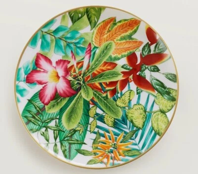 PLATO DE POSTRE FLORAL HERMES PARIS PASSIFOLIA PLATO #1 P044007P NUEVO CON CAJA Foto 1 de 4