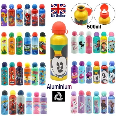 Aluminium Water Bottles 500ml Juice Drinks Kids Children's School Picnic Gift - Image 1 of 4