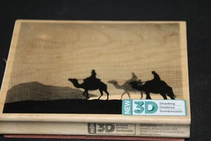 wise men camels Christmas holiday wood mounted  rubber stamp NEW 4x5 inches - Picture 1 of 1