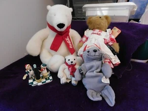 4 Coca-Cola Polar Bear Plush Animal Toys, Collectible Stuffed Animals - Picture 1 of 8