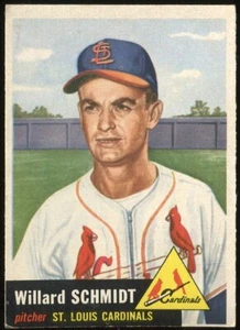1953 Topps #168 Willard Schmidt St. Louis Cardinals - Rookie Card - Picture 1 of 2